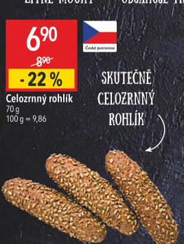 Celozrnný rohlík