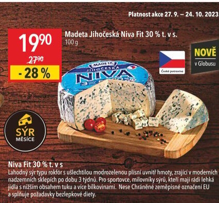 Sýr Niva Jihočeská Fit 30% Madeta