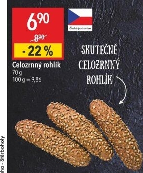 Celozrnný rohlík