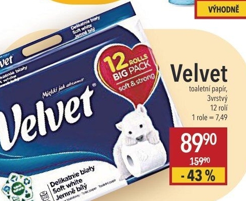 Toaletní papír 3vrstvý Velvet