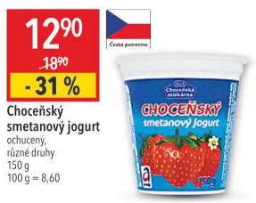 Jogurt smetanový ochucený Choceňský