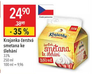 Smetana ke šlehání Krajanka 33%