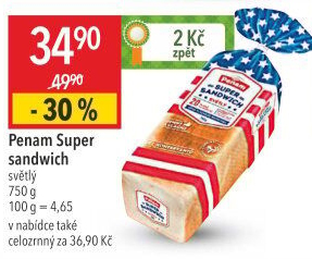 Toustový chléb supersendvič Penam