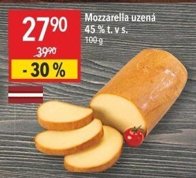 Sýr Mozzarella cihla uzená 45%