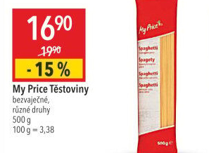 Těstoviny bezvaječné My Price