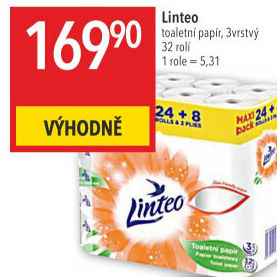 Toaletní papír 3vrstvý Linteo