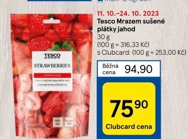 Mrazem sušené jahody Tesco
