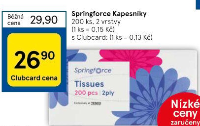 Papírové kapesníčky 2vrstvé Springforce - box
