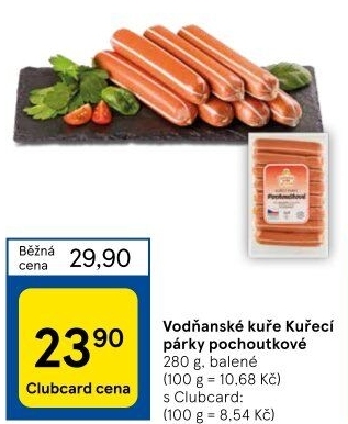 Párky kuřecí pochoutkové Vodňanské kuře