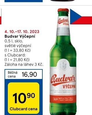 Pivo světlé výčepní Budweiser Budvar