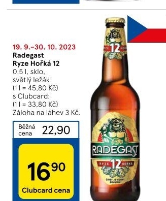 Pivo světlý ležák 12° Ryze hořká Radegast