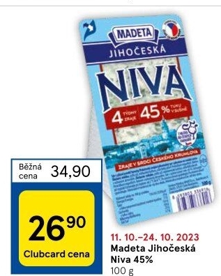 Sýr Niva Jihočeská 45% Madeta