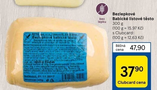 Těsto listové babické bez lepku Šetra