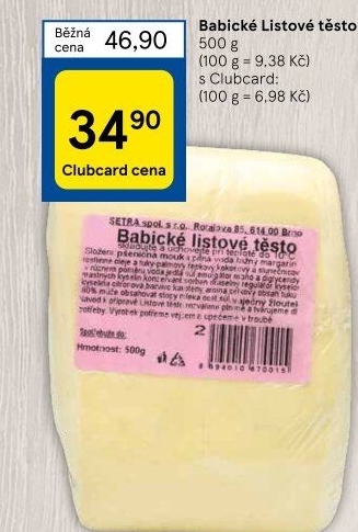 Těsto listové babické Šetra