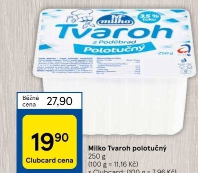 Tvaroh polotučný z Poděbrad Milko