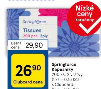 Papírové kapesníčky 2vrstvé Springforce - box