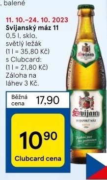 Pivo světlý ležák 11° Svijanský Máz Svijany
