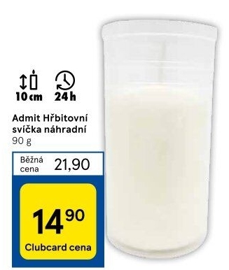 Svíčky hřbitovní Admit - náplň