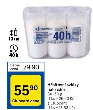 Svíčky hřbitovní Gibowski - náplň