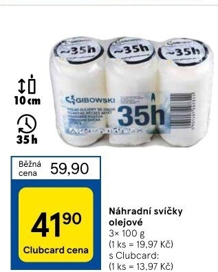 Svíčky hřbitovní olejové Gibowski