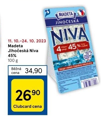 Sýr Niva Jihočeská 45% Madeta