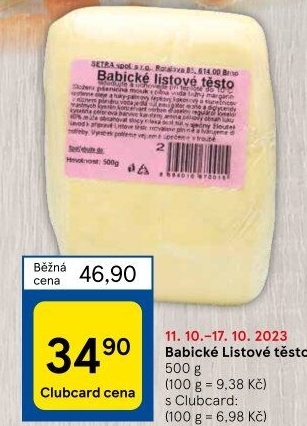 Těsto listové babické Šetra