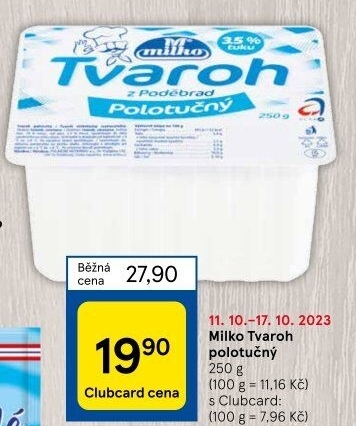 Tvaroh polotučný z Poděbrad Milko