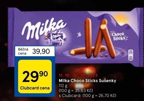 Tyčinky čokoládové Choco Sticks Milka