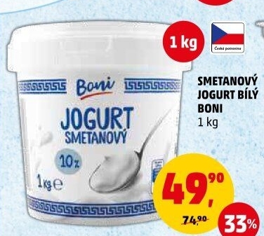 Bílý jogurt smetanový Boni