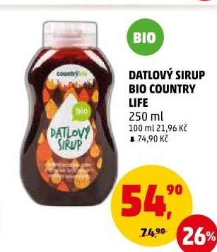 Datlový sirup bio Country Life
