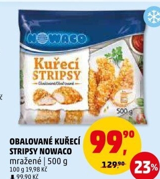 Kuřecí stripsy mražené Nowaco