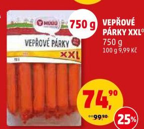 Párky vepřové loupací Maso uzeniny Písek