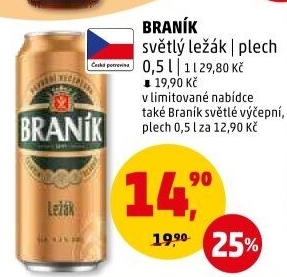 Pivo světlý ležák Braník