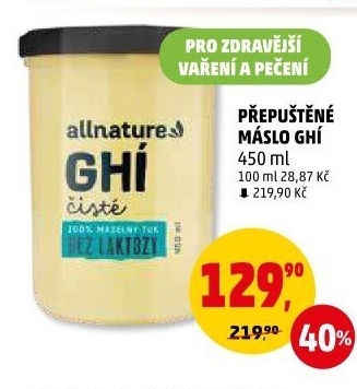 Přepuštěné máslo Ghí Allnature