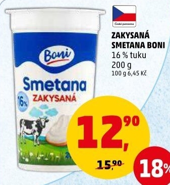 Smetana zakysaná Boni 16%