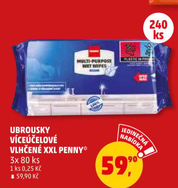 Vlhčené víceúčelové ubrousky Penny