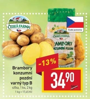 Brambory konzumní pozdní Česká farma
