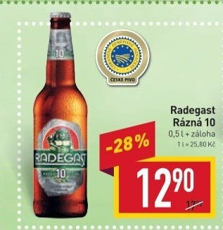 Pivo světlé výčepní Rázná 10° Radegast