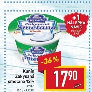 Zakysaná smetana Mlékárna Kunín 12%