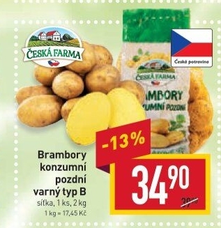 Brambory konzumní pozdní Česká farma