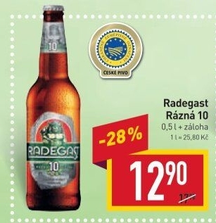 Pivo světlé výčepní Rázná 10° Radegast