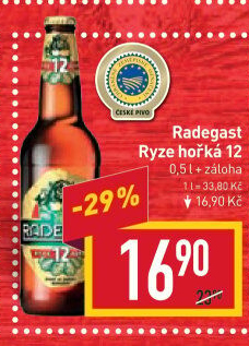 Pivo světlý ležák 12° Ryze hořká Radegast