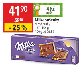 Sušenky Choco Biscuit Milka