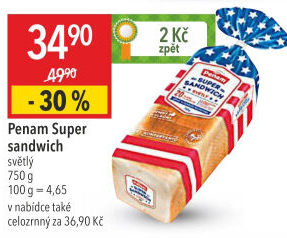 Toustový chléb supersendvič Penam