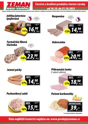 akční leták ZEMAN maso - uzeniny 16.10.2023-21.10.2023