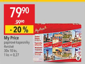 Papírové kapesníčky 4vrstvé My Price