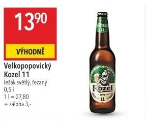 Pivo světlý ležák 11° Medium Velkopopovický Kozel