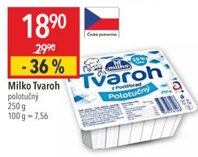 Tvaroh polotučný z Poděbrad Milko