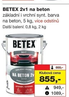 Barva na beton 2v1 Betex Barvy a laky Hostivař