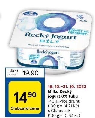 Bílý jogurt řecký 0% Milko